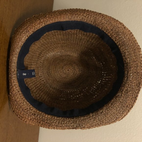 GAP 100% STRAW HAT W/ DENIM BAND - Picture 4 of 7